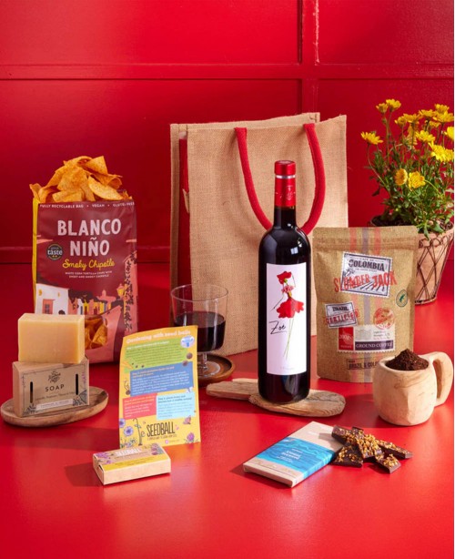 Natural Treats with Red Wine Gift Bag <br/>(Tea & Coffee Hamper)