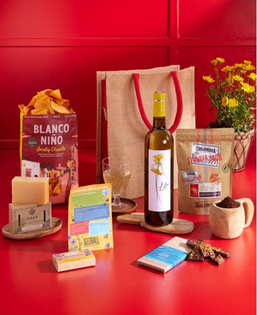 Natural Treats with White Wine Gift Bag <br/>(Tea & Coffee Hamper)
